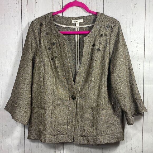 Coldwater Creek Metallic Tweed Embellished Jacket Classic Chic Office Timeless - Picture 1 of 16